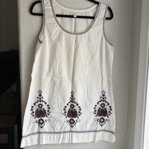 Gap Body White Embroidered 100% Boho Tunic Cotton Dress - Picture 2 of 13